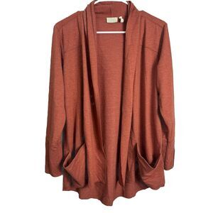LOGO Lori Goldstein Cardigan Sweater Womens‎ Small Orange Open Front Boho